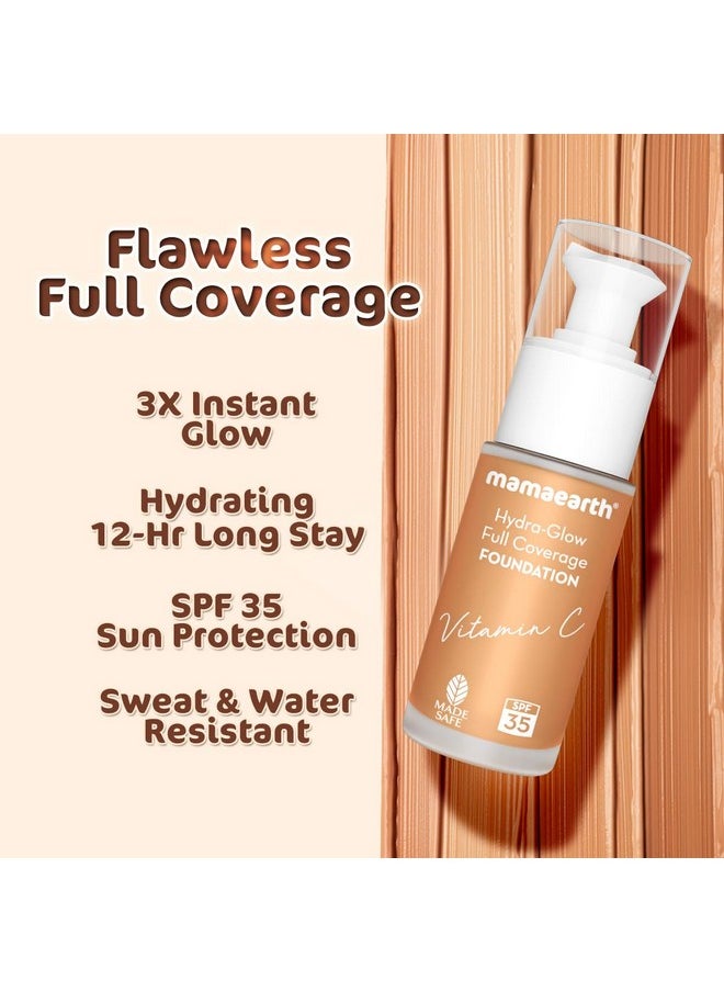 Mamaearth Hydra-Glow Full Coverage Dewy Finish Liquid Foundation With Vitamin C & Turmeric- 30 Ml|Full Coverage|Gives 3X Instant Glow|12-Hour Long Stay & Hydration|Spf 35|Non-Drying (04 Sun Glow)  - Image 4