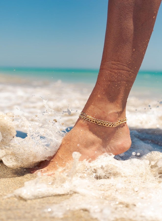 Barzel 18K Gold Plated Curb Link Anklet For Women, 10 Inches - Made In Brazil - Image 4