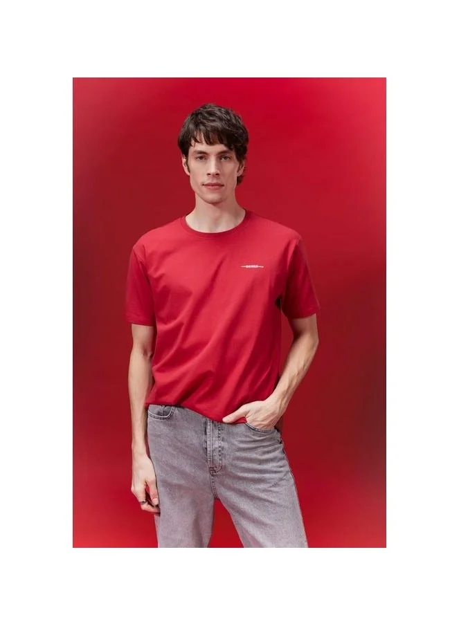 ديفاكتو تيشيرت مطبوع بياقة دائرية وقصة عادية