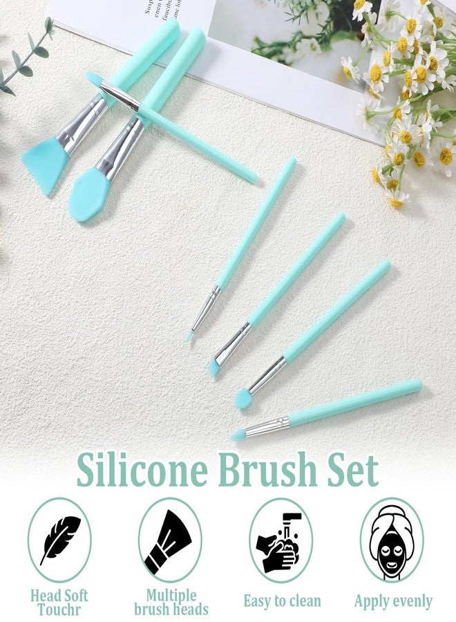 cobee 7 Pcs Silicone Brush Applicator Kit, Silicone Paint Brush Makeup Brush, Face Mask Applicator Jelly Brush Eye Cream Applicator Tool for Sleeping Mask, Mud Mask, Body Lotion And Body Butter(Green) - Image 4