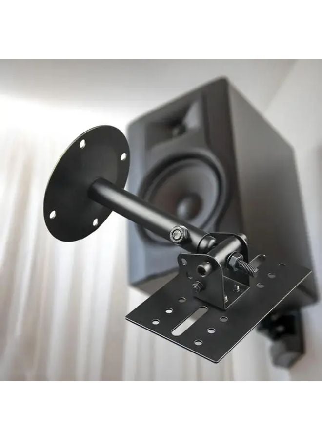 Black Wall Mounted Speaker Rack Adjustable Metal Shelf For Home Theater - Image 4