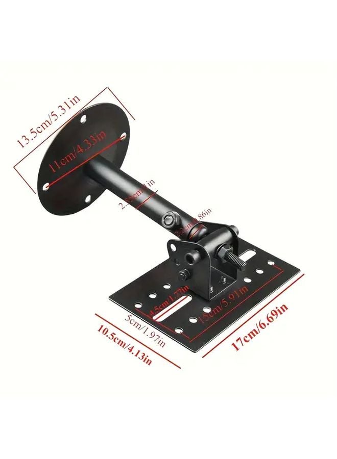 Black Wall Mounted Speaker Rack Adjustable Metal Shelf For Home Theater - Image 3