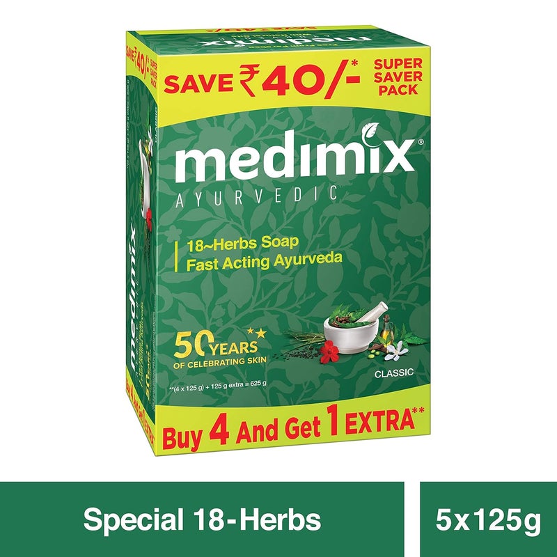 Medimix Medimix Ayurvedic Classic 18 Herbs Soap 125 g 4 1 Offer Pack And Medimix Ayurvedic Natural Glycerine Bathing Bar 125 g 4 1 Offer Pack - Image 2
