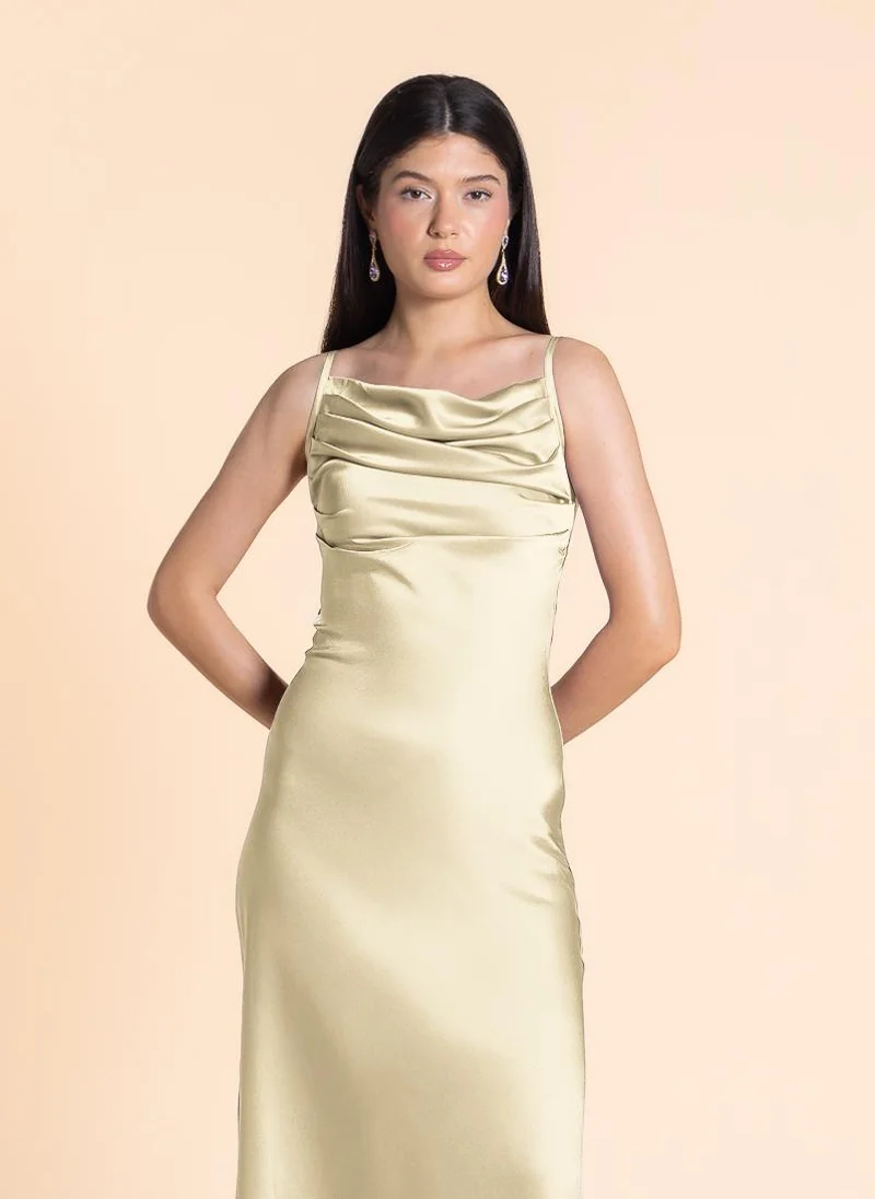 SHAPES DETAILED SATIN MIDI DRESS