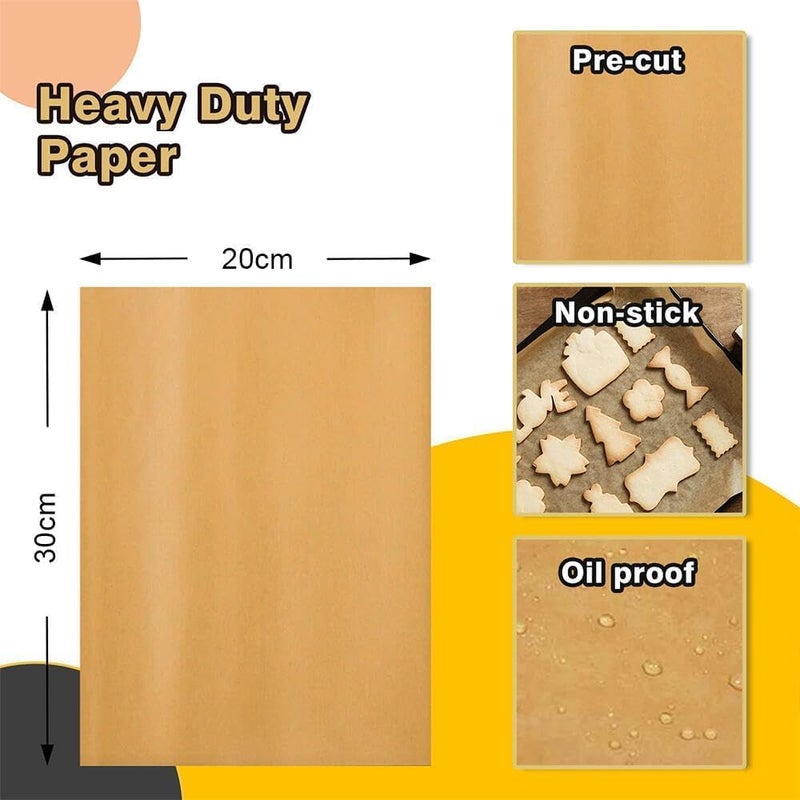 X spring Baking Parchment Paper, 100 PCS 20x30cm High Temperature Resistant Non-Stick Paper, Heavy Duty Unbleached Baking Sheets for Oven, Grill and Barbecue - Image 4