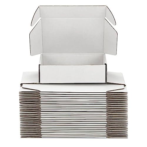 DUZCLI Small Shipping Boxes 8x6x3 Inch (25 Pack) - Sturdy White Corrugated Cardboard Boxes for Small Business, Ecommerce, Mailing & Packaging | Recyclable Gift & Storage Boxes - Image 1