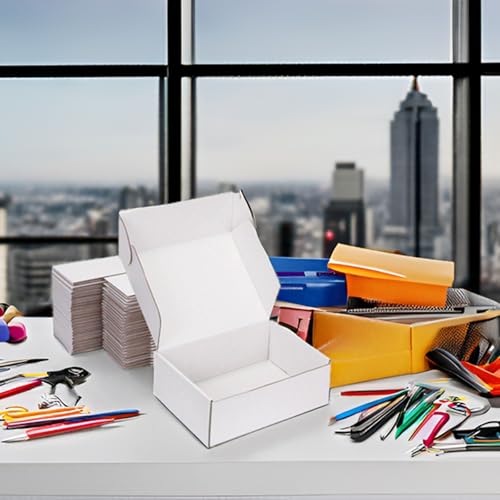 DUZCLI Small Shipping Boxes 8x6x3 Inch (25 Pack) - Sturdy White Corrugated Cardboard Boxes for Small Business, Ecommerce, Mailing & Packaging | Recyclable Gift & Storage Boxes - Image 3