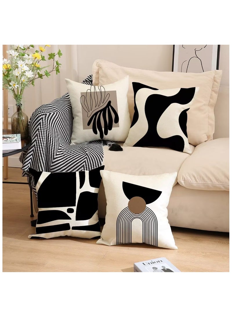 غطاء الوسادة مجموعة من 4 ، رمي غطاء الوسادة ، غطاء الوسادة بأسلوب حديث 45 سم × 45 سم ، لغرفة المعيشة أريكة أريكة سرير غطاء الوسادة 18 × 18 بوصة - Image 4