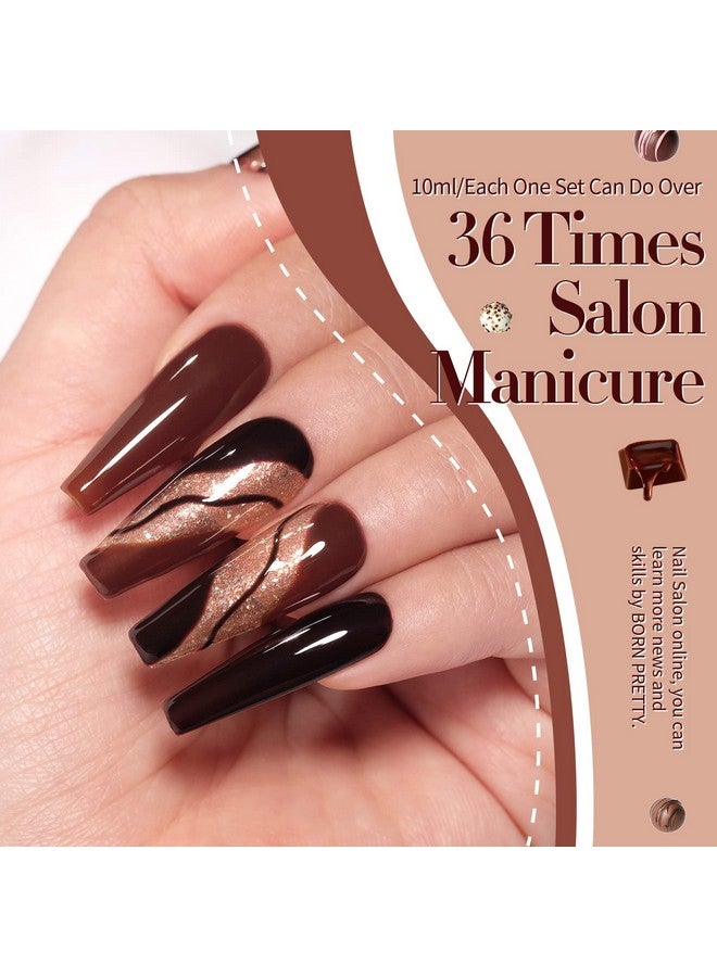 Born Pretty Fall Winter Gel Nail Polish Burgundy Wine Red Caramel Brown Coffee Autumn Gel Polish Set Gel Nail Kit Christmas Gift Nail Art Manicure Collection 6PCS 7ML - Image 3