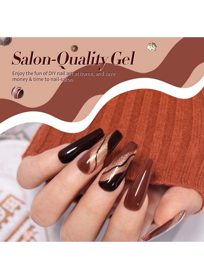 Born Pretty Fall Winter Gel Nail Polish Burgundy Wine Red Caramel Brown Coffee Autumn Gel Polish Set Gel Nail Kit Christmas Gift Nail Art Manicure Collection 6PCS 7ML - Image 4