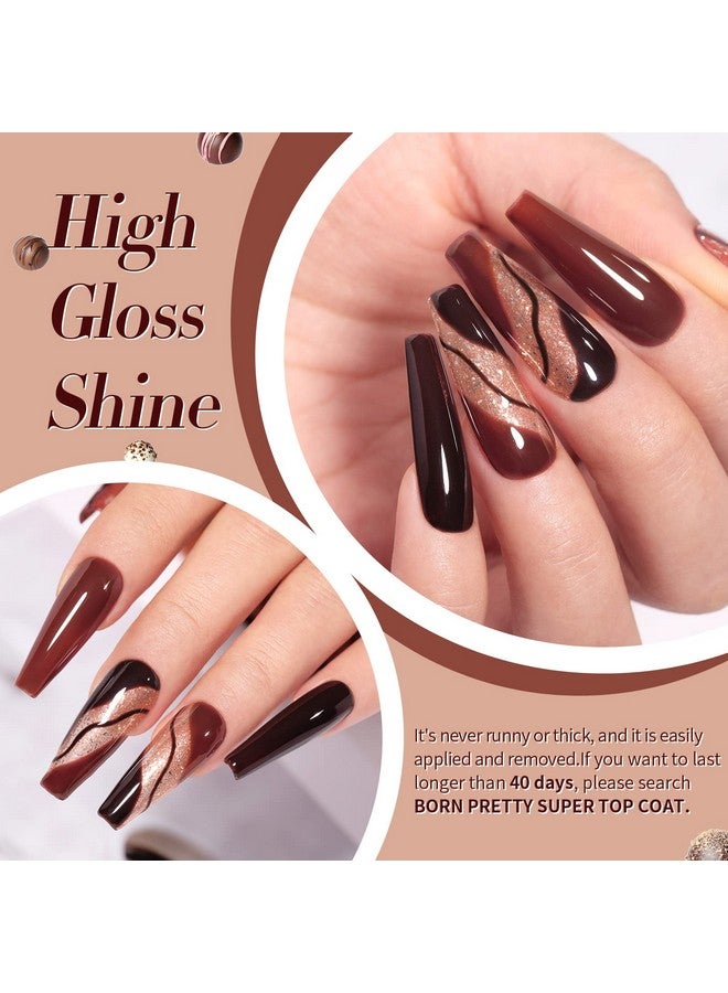 Born Pretty Fall Winter Gel Nail Polish Burgundy Wine Red Caramel Brown Coffee Autumn Gel Polish Set Gel Nail Kit Christmas Gift Nail Art Manicure Collection 6PCS 7ML - Image 2