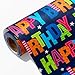 Garbendy Birthday Wrapping Paper Mini Roll 17 InchX 328 Feet Colorful Happy Lettering On Blue Paper Design Gift Paper Perfect for Boys Girls BirthdayBaby Shower Party - Image 1