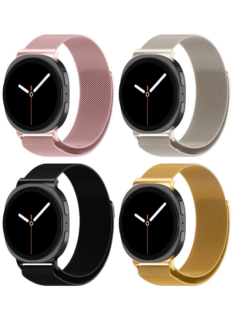 4Packs Milanese Metal Band for Samsung Galaxy Watch 8 Band 40mm 44mm/8 Classic 46mm, Mesh Magnetic Stainless Steel Loop Strap - Image 2