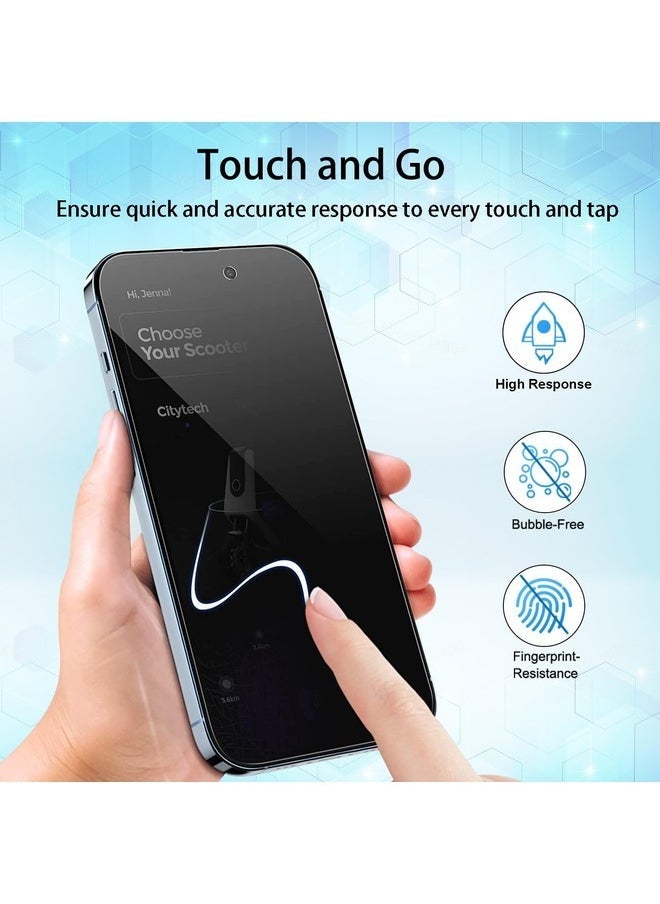vesus [2+2 Pack] Privacy Screen Protector for iPhone 15 Pro Max with Camera Lens Protector | Anti-Spy Tempered Glass Film | 9H Hardness | Easy Installation | 6.7 Inch - Image 4