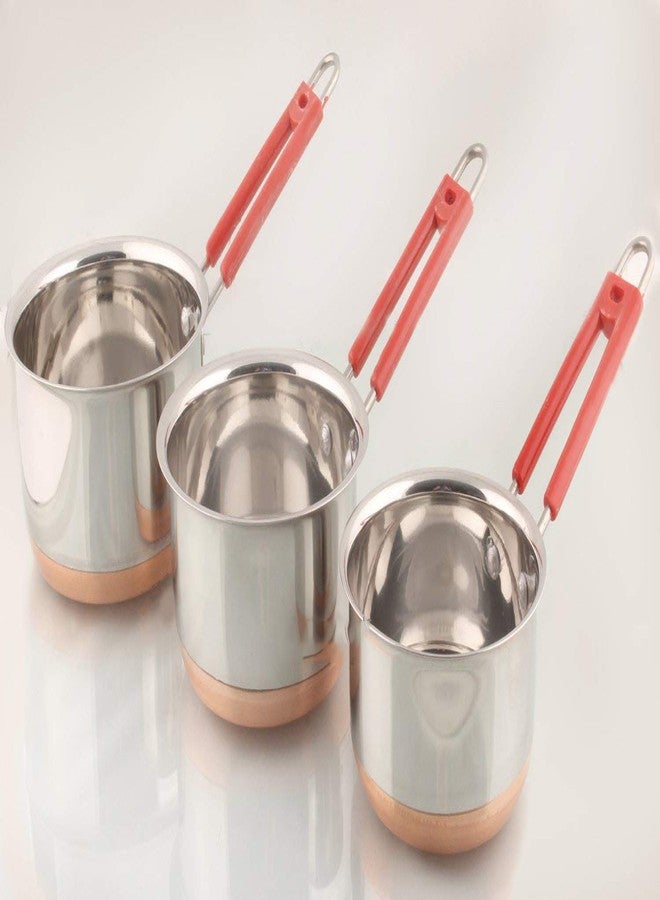 Liolis Stainless Steel Pan with Copper Base -Copper Pan Set of 3