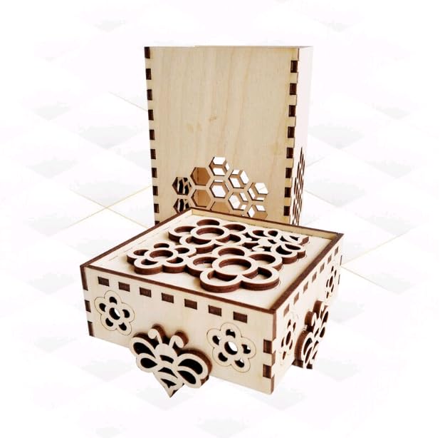 MeeCraft Wooden Honey Jar Storage Box 84x84x132cm Yellow Red - Image 5