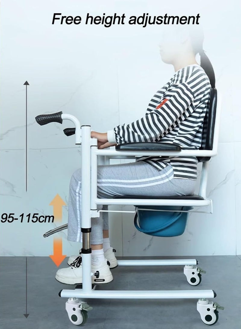 Patient Transfer Chair, Hydraulic Patient Transfer Lift Chair with 180° Split Seat for Home Multifunctional Transfer Wheelchair, Adjustable Seat Height Shower Chair - Image 2