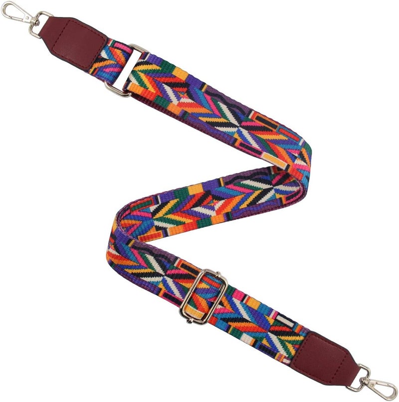 Duwi Wide Handbag&Purse Strap Jacquard Woven Guitar Style Multicolor Replacement Strap Canvas Adjustable Crossbody Bag Strap (red), Red - Image 4