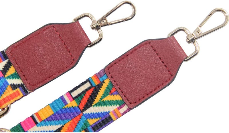 Duwi Wide Handbag&Purse Strap Jacquard Woven Guitar Style Multicolor Replacement Strap Canvas Adjustable Crossbody Bag Strap (red), Red - Image 2