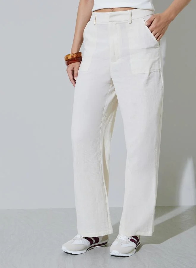 Take Two Beige Wide-Leg Trousers