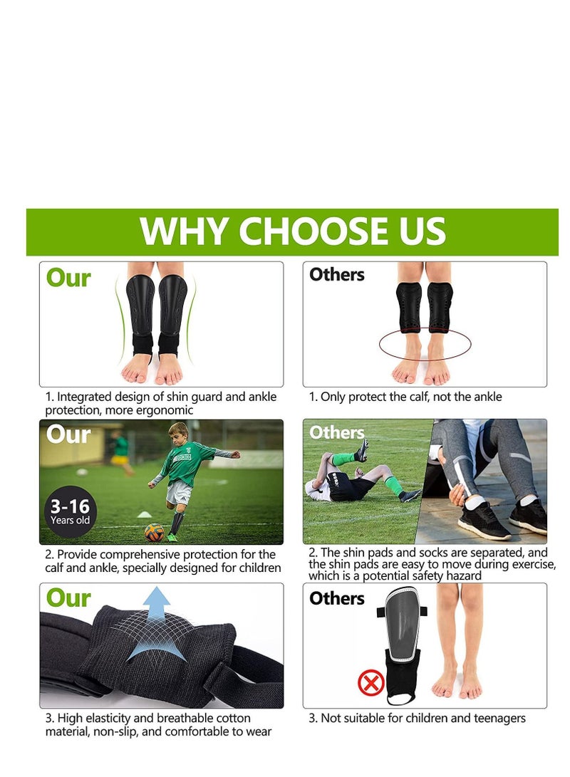 يقبست Football Shin Pads for Boys Kids, Non-Slip Guards with Ankle Protection Footballs Training Equipment Girls Youth Toddler Children - Image 4