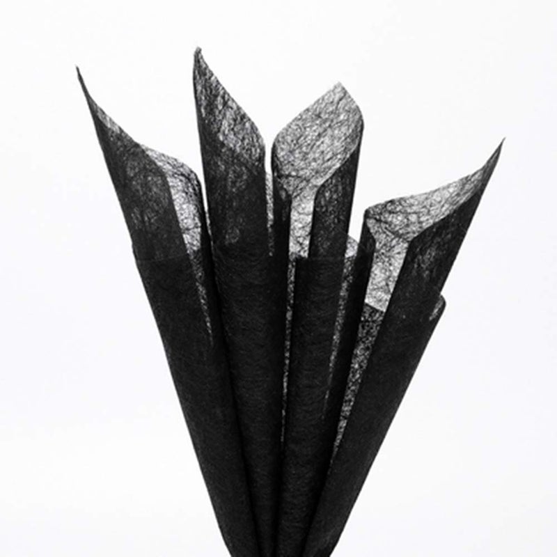 BBJ WRAPS Korean Cotton Wrapping Flower Paper Nonwoven Waterproof Floral Bouquet Wraps Packaging Tissue Paper for Florist Supplies 228x228 Inch 15 Sheets Black