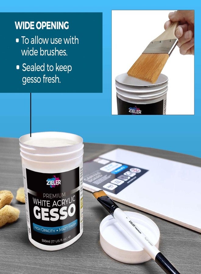 Zieler® Premium White Acrylic Gesso Primer | High Opacity | Matt Finish (500ml) - For Acrylic & Oil Paintings on Canvas, Wood & Board - Image 5