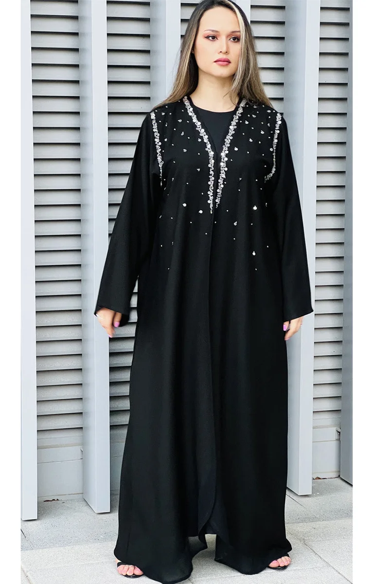 Moistreet Crepe Embellished Abaya