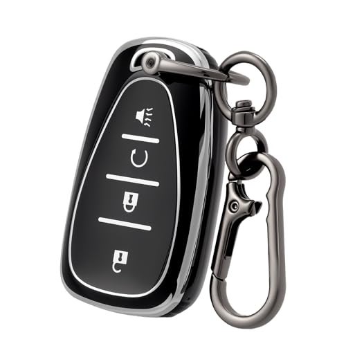 CHATYYD Key fob Cover for Chevy with KeychainSoft TPU Car Key Cover Case for Chevy Bolt Equinox Trax Sonic Volt 20172025 AccessoriesSilver Edged Black - Image 1