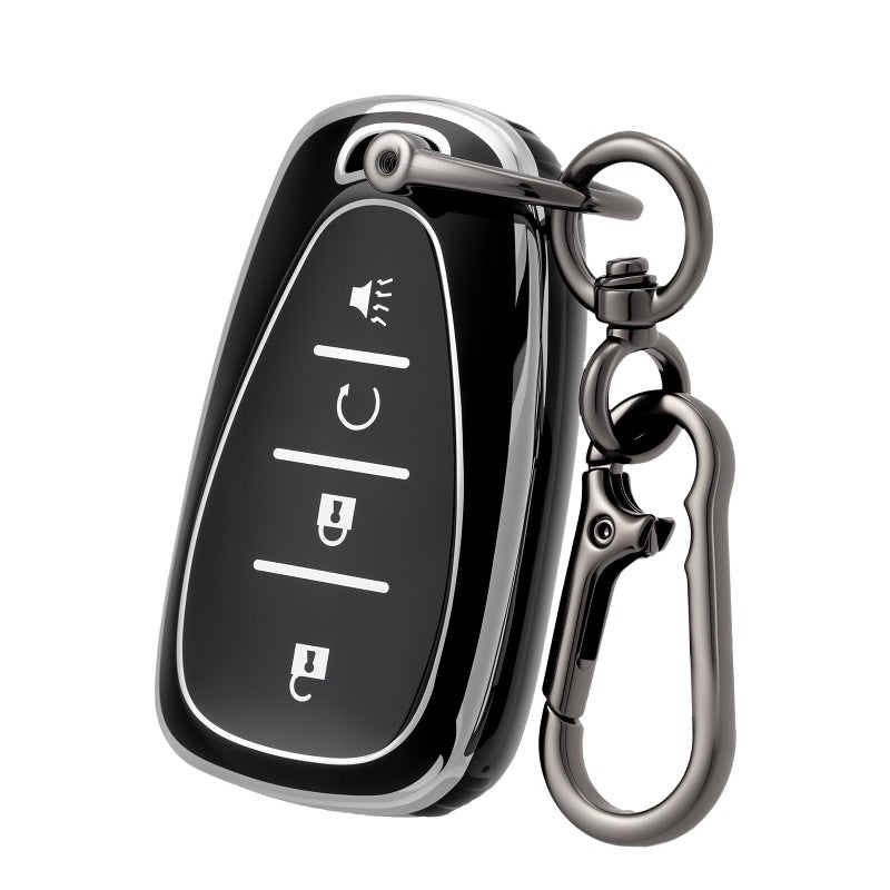 CHATYYD Key fob Cover for Chevy with KeychainSoft TPU Car Key Cover Case for Chevy Bolt Equinox Trax Sonic Volt 20172025 AccessoriesSilver Edged Black - Image 3