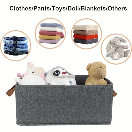 Niwlix Wardrobe Cloth Organizer For Storage box organiser Foldable Storage Boxes for Organizing Clothing, Sheets, Toys, Books - Shelf Organizer Shelves Basket Storage Bin Grey (Pack Of 4, Grey) - Image 2