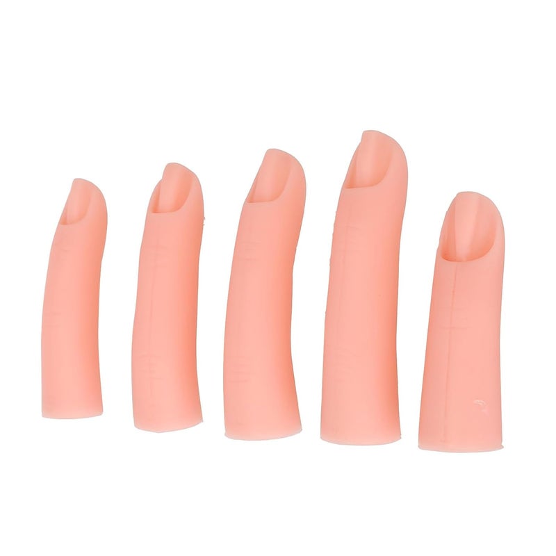 5Pcs Silicone Fake Finger Acrylic Gel Nail Art Practice Manicure False Fingers with Magnet Embedded Nail Imitation Of Real Fingers Model Finger
