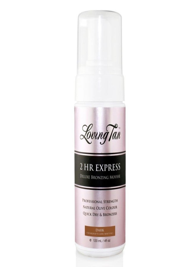 Loving Tan 2 HR Express Self Tanning Mousse, Dark - Streak Free, Natural, Professional Quality - 5+ Sunless Self Tanner Applications per Bottle, Cruelty Free, Naturally Derived DHA - 4 FL Oz - Image 1