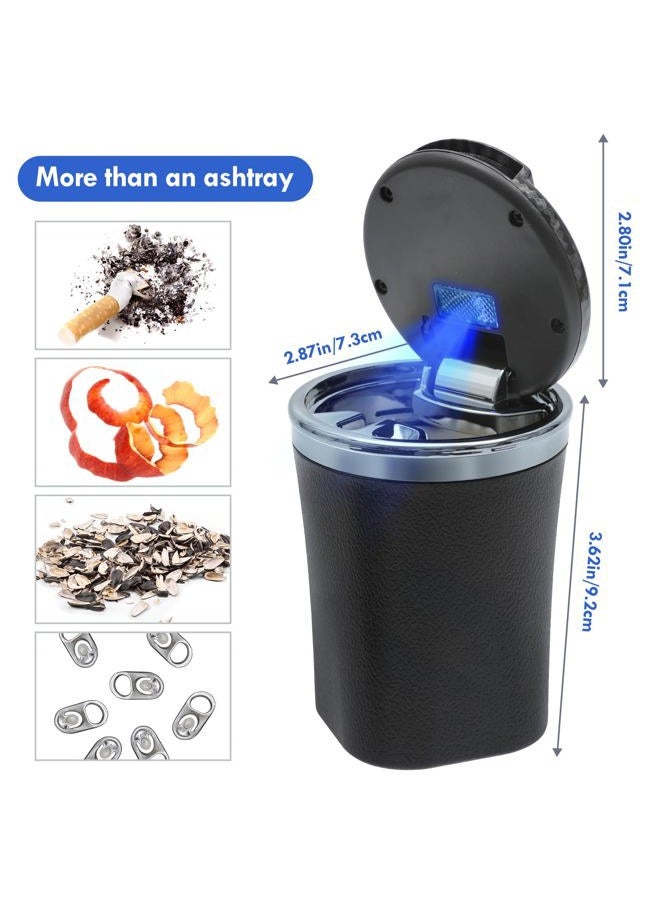 EOCICI Car Ashtray with Lid Auto Ashtrays Smell Proof Smokeless Ashtray for Car Easy Clean Up Detachable Ash Tray with LED Blue Light (Black) - Image 2