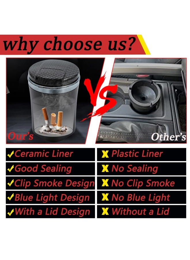 EOCICI Car Ashtray with Lid Auto Ashtrays Smell Proof Smokeless Ashtray for Car Easy Clean Up Detachable Ash Tray with LED Blue Light (Black) - Image 5