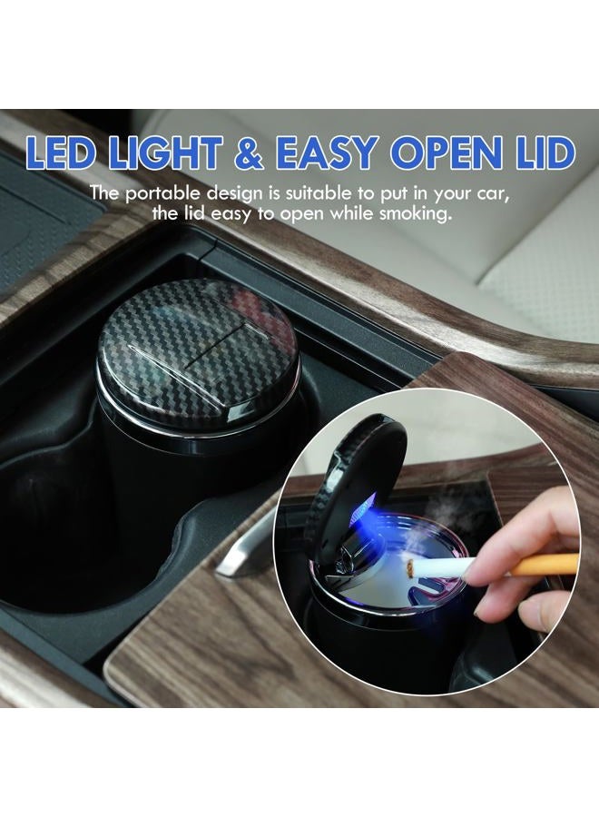EOCICI Car Ashtray with Lid Auto Ashtrays Smell Proof Smokeless Ashtray for Car Easy Clean Up Detachable Ash Tray with LED Blue Light (Black) - Image 4