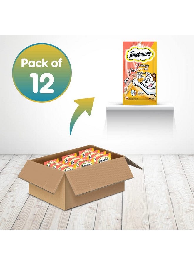 Temptations Cat Creamy Purrrr-Ee, Salmon & Cheese Flavour, Adult 576G, Pack Of 12 - Image 2