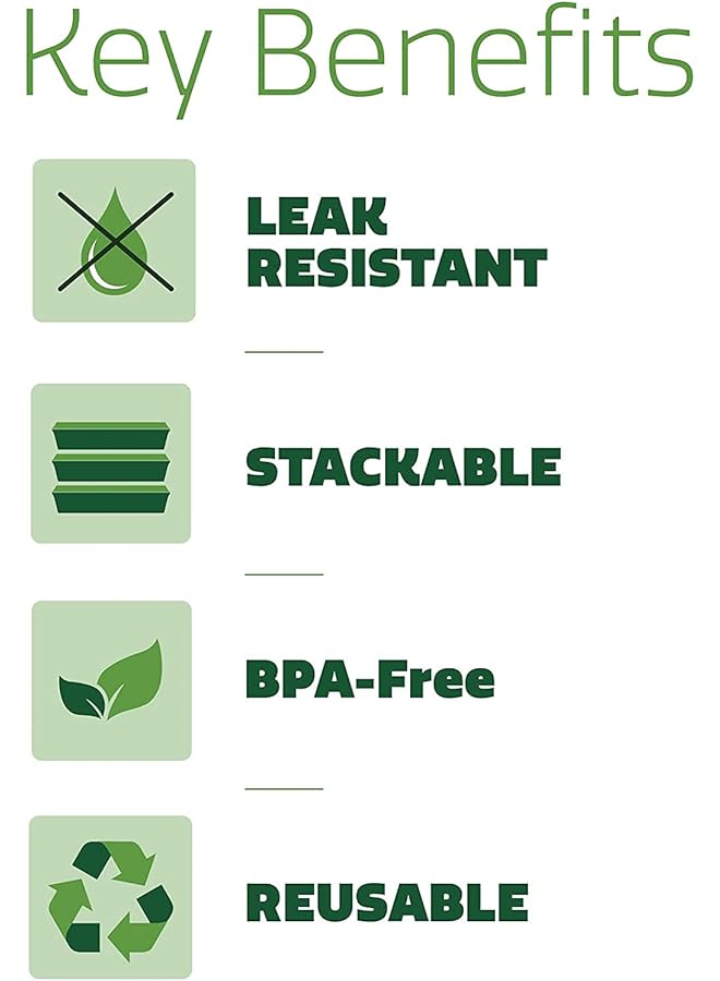البيادر حاويات تحضير وجبات الطعام ذات حجرة واحدة [عبوة من 10 قطع] مع أغطية، حاويات تخزين الطعام، صندوق بينتو، قابلة للتكديس، آمنة للاستخدام في الميكروويف/غسالة الأطباق/الفريزر [32 أونصة] - Image 4