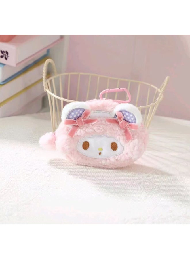 Cute Cartoon Plush Coin Purse, Portable Coin Holder, Card Holder, Key And Earphone Storage Bag, Backpack Pendant Accessory