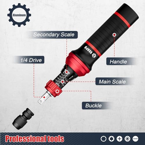 VANPO Torque Screwdriver, 10-70 in.lb, 24 Piece Inch Pound Torque Screwdriver Set with S2 Bits & T-bar Handle, 1/4” Drive Torque Wrench Screwdriver Set for Electronics,Bike Repair and Mounting - Image 5