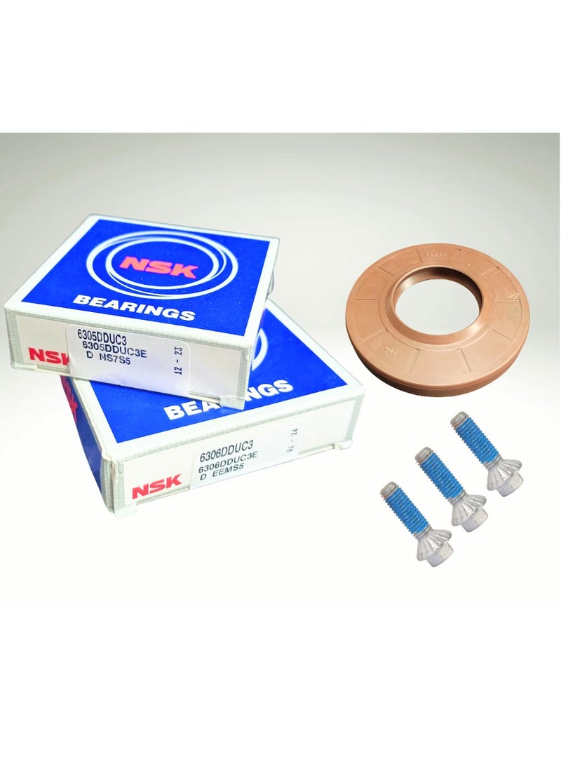 Washing Machine Drum Spider Shaft Accessories  Bearing NSK 6305+6306 Seal and 3 Pieces of drum spider Nut Set for LG Models 