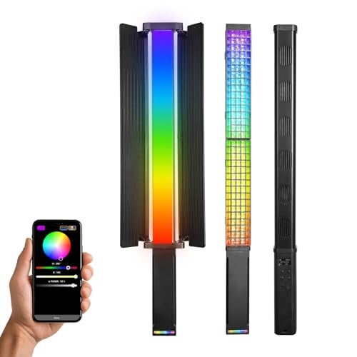 HIFFIN HF-1000 60W RGB LED Stick Light with Grid & Soft Diffuser, 2500K-9900K Adjustable CCT, CRI95+, 24 Effects, 18700Lux@0.5m, App Control, 5200mAh Battery for Photo Video Shooting Use for Creators - Image 1