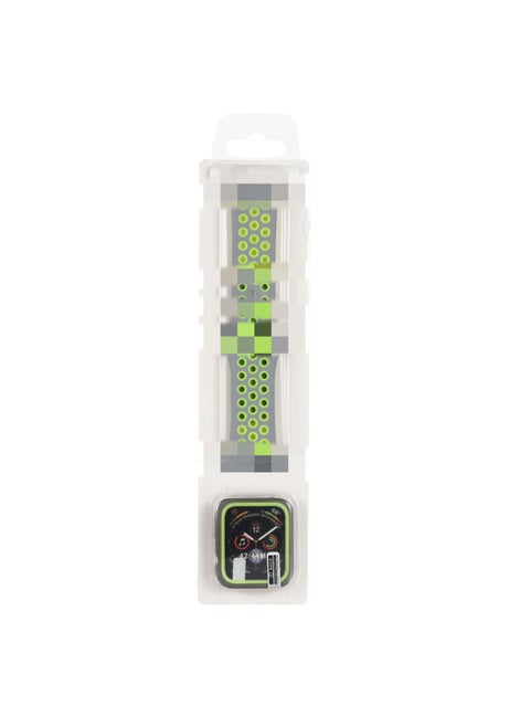 Suitable For Apple Nike Two-color Silicone Watch Band Set For Apple Watch7/SE/6/5/4321 Sport-Color:Gray Yellow-Exterior Dimension:41MMS/M Short