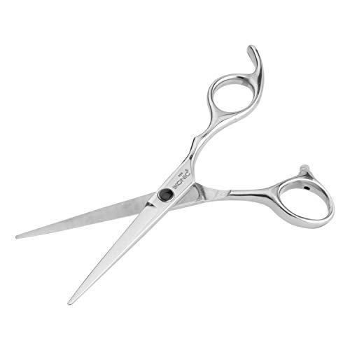 Ikonic Professional IK - J55 Series 5.5 Inch Hair Cutting Scissor Shears – Stainless Steel, Curved A-Symmetrical Handle, Silver Black Screws – Hairdressing, Styling, Grooming, Beauty Parlour Use - Image 2