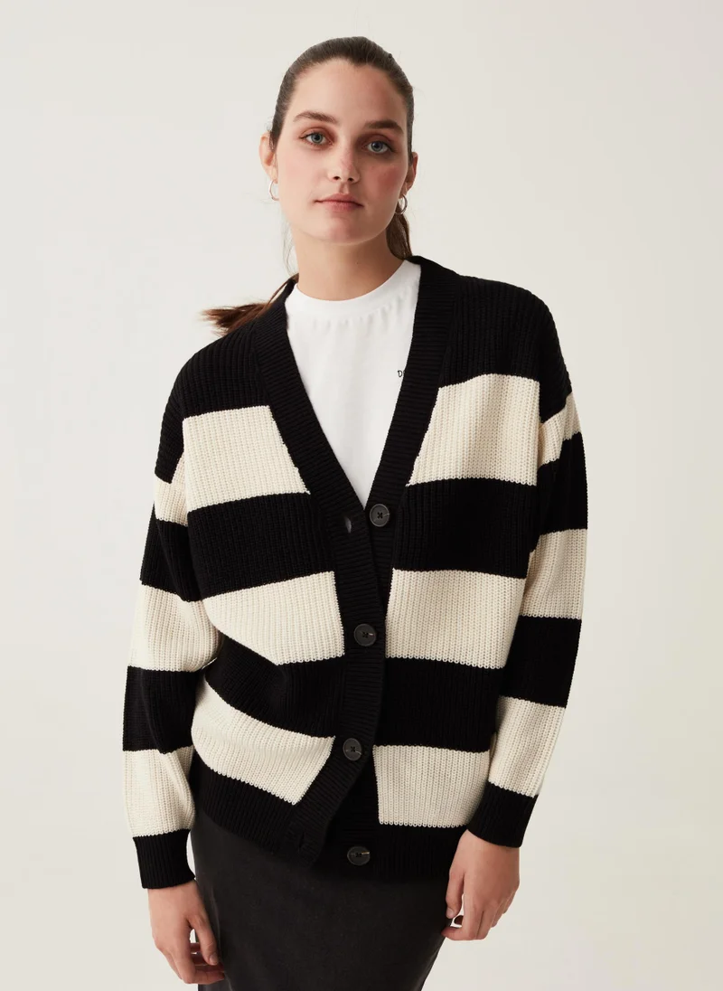 Ovs Striped cardigan with V neck