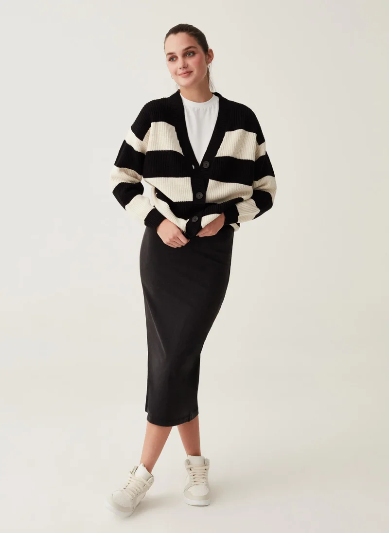 Ovs Striped cardigan with V neck