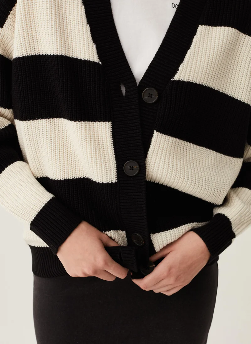 Ovs Striped cardigan with V neck