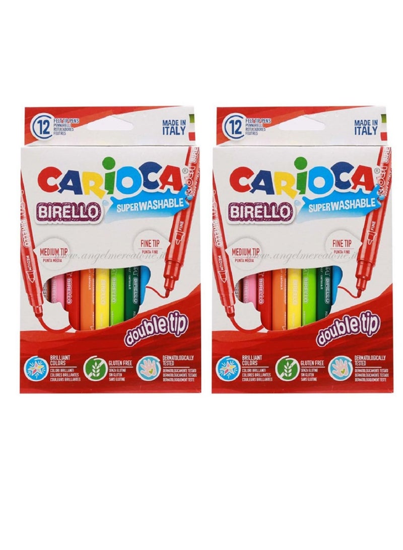 كاريوكا مجموعة أقلام ملونة قابلة للغسل للغاية مكونة من 24 قطعة من بيريلو أخضر/أحمر/أصفر - Image 1