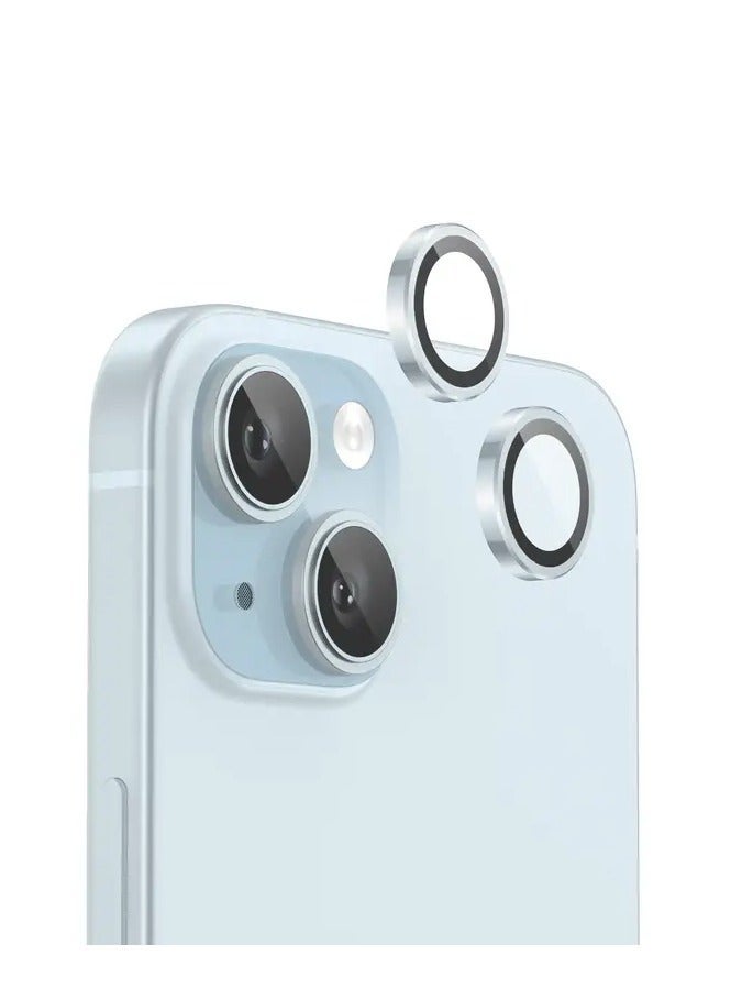 2PC Pack iPhone 15 Camera Lens Protector Metal Ring Camera Lens Protectors for iPhone 15 Blue - Image 1