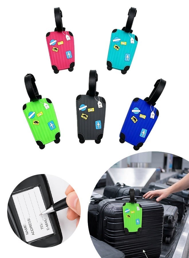 5-Pack Smart Luggage Tags (Multicolor) - PVC Luggage Tags, Anti-Lost Luggage Tags, Suitcase Tags for Suitcases, Kids Backpack Name Tags, Travel Bags - Image 1